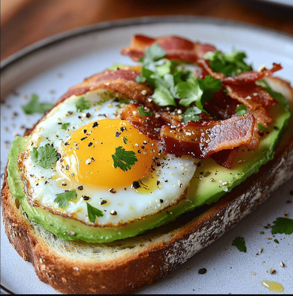 Avocado Bacon and Egg Toasts