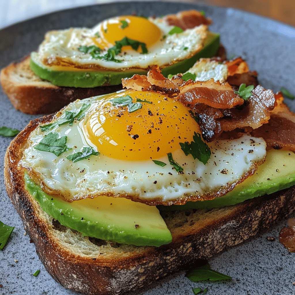 Avocado Bacon and Egg Toasts