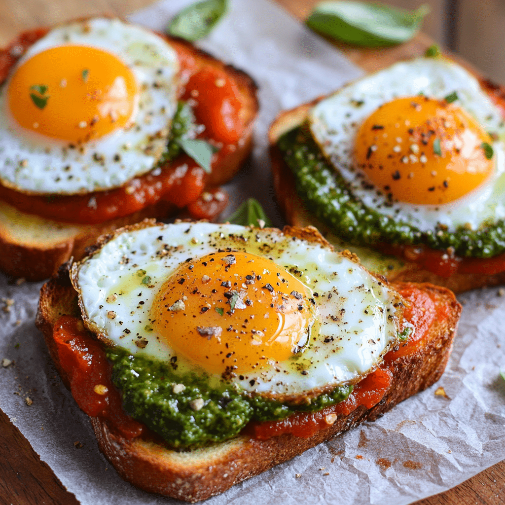 Shakshouka Toast with Feta Fried Eggs