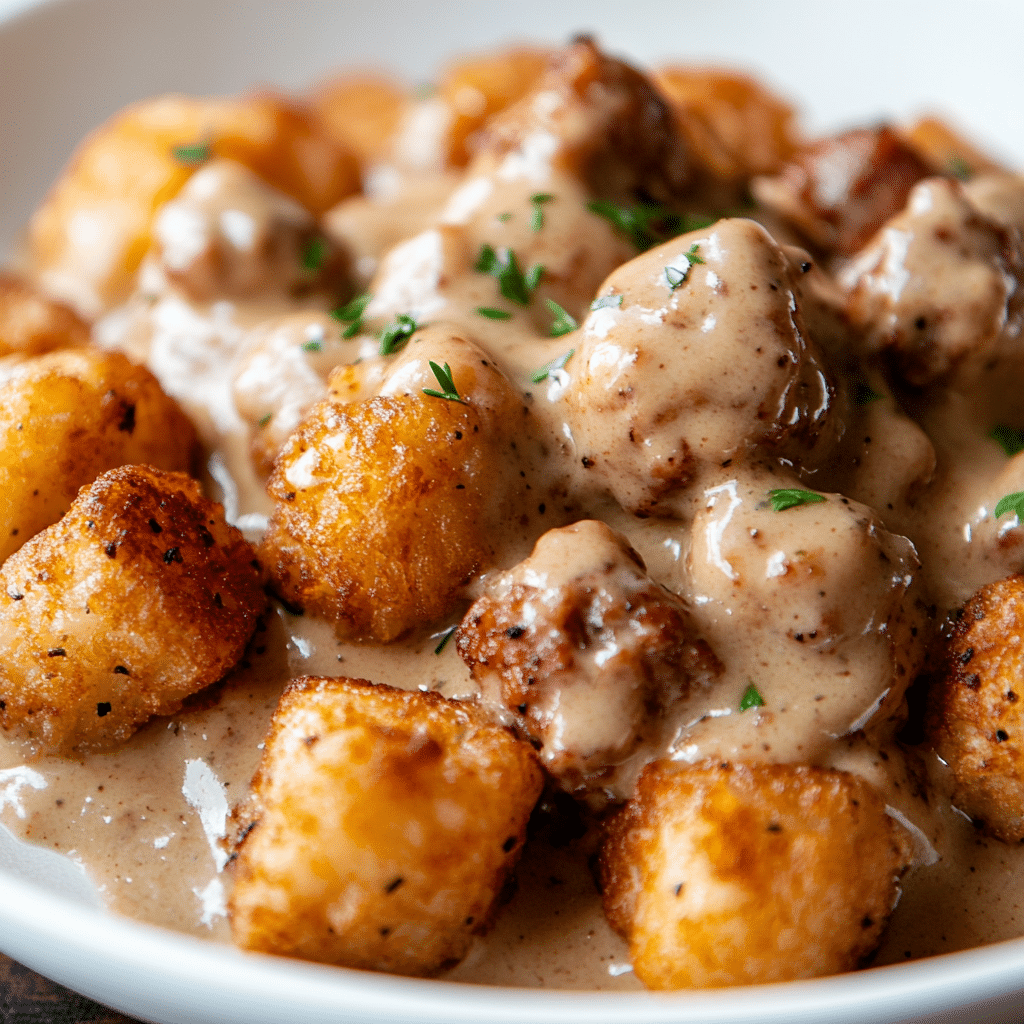 Tater Tot Breakfast Bowl with Sausage Gravy