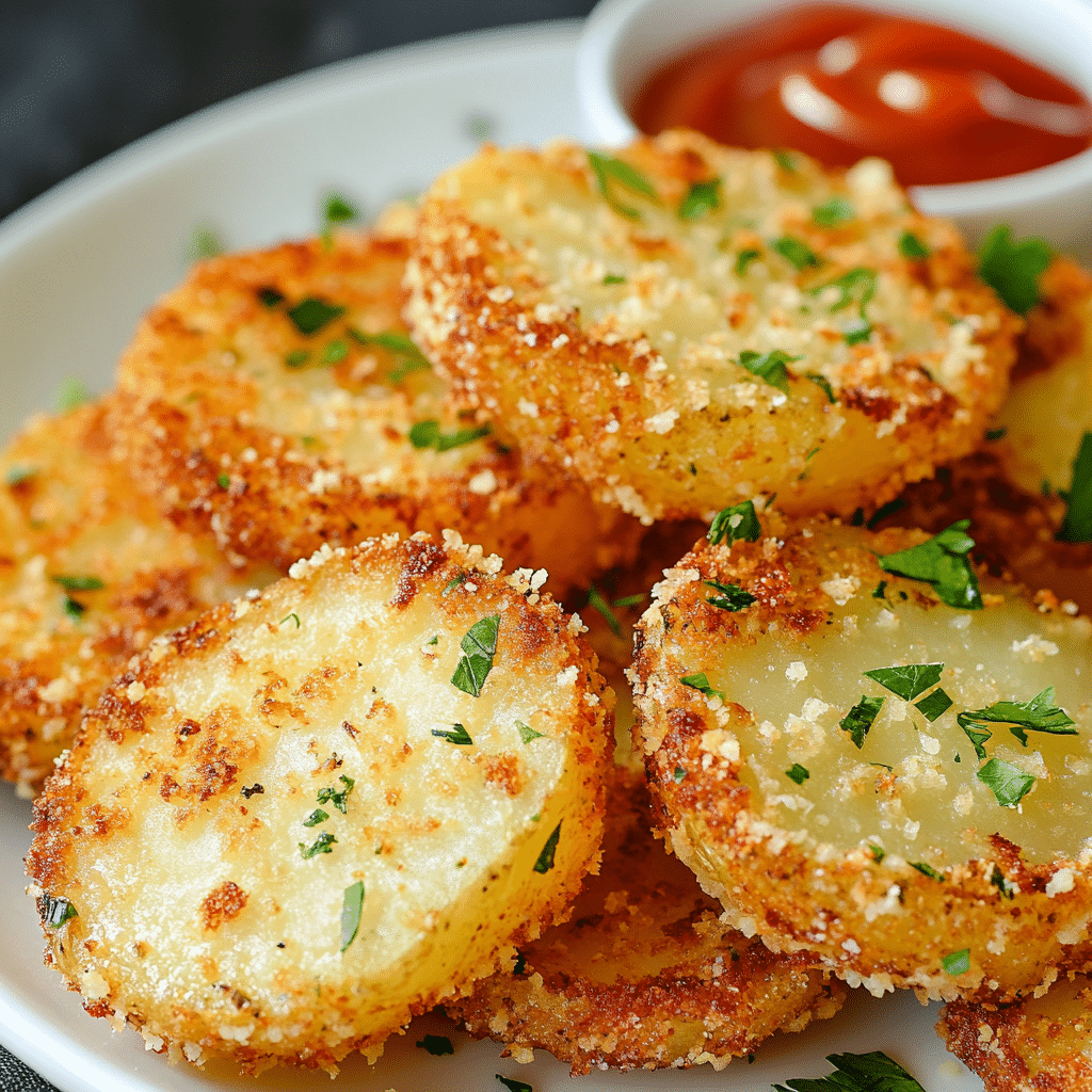 Crispy Garlic Parmesan Crusted Potatoes