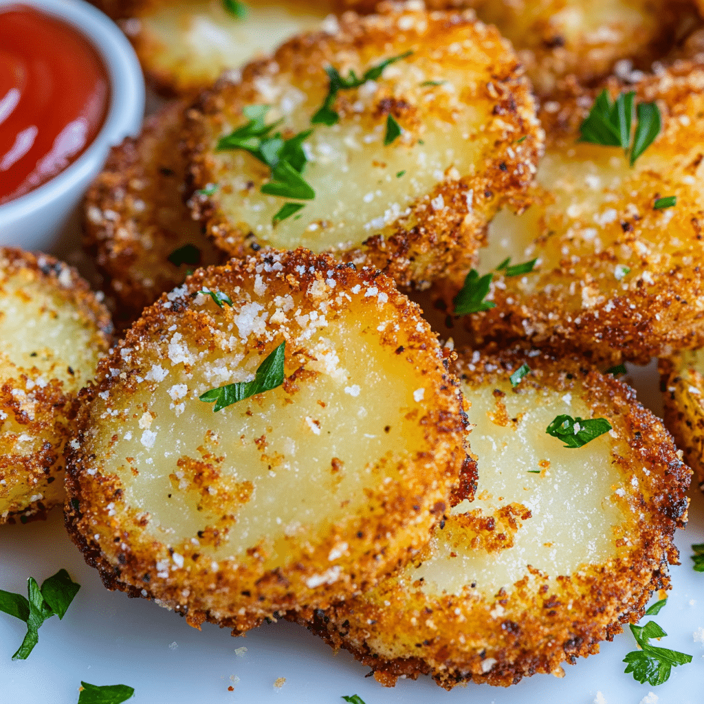 Crispy Garlic Parmesan Crusted Potatoes