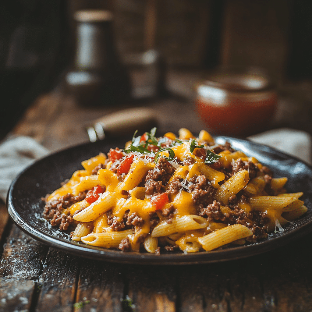 Cheesy Sloppy Cheeseburger Pasta Recipe