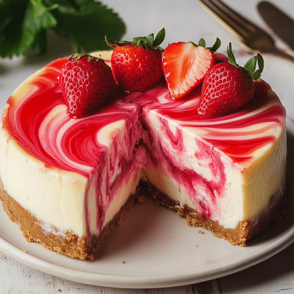 Strawberry Swirl Cheesecake