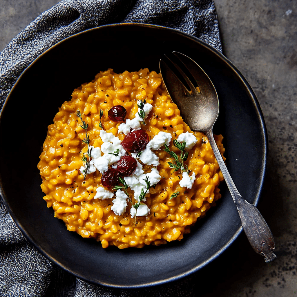 Pumpkin Risotto with Goat Cheese