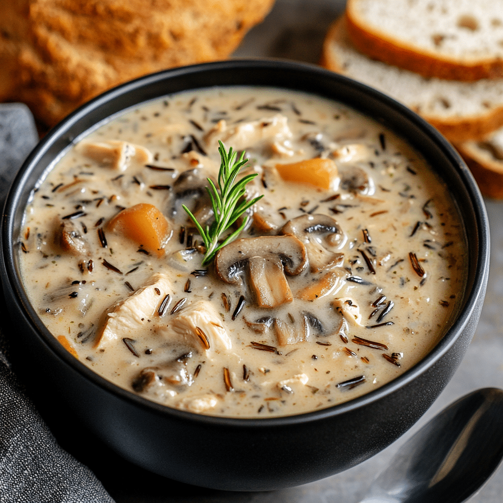 Creamy Mushroom Chicken and Wild Rice Soup