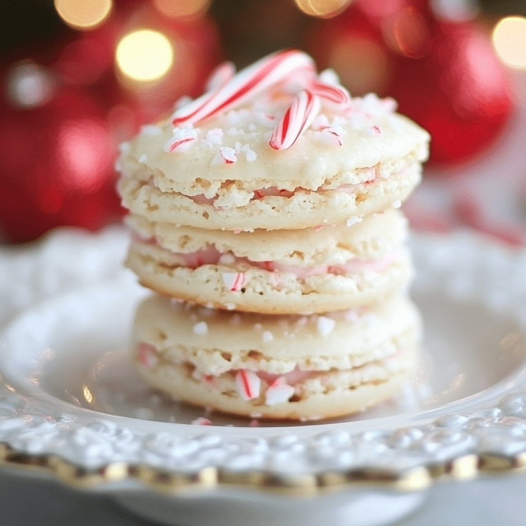 White Chocolate Candy Cane Macaroons