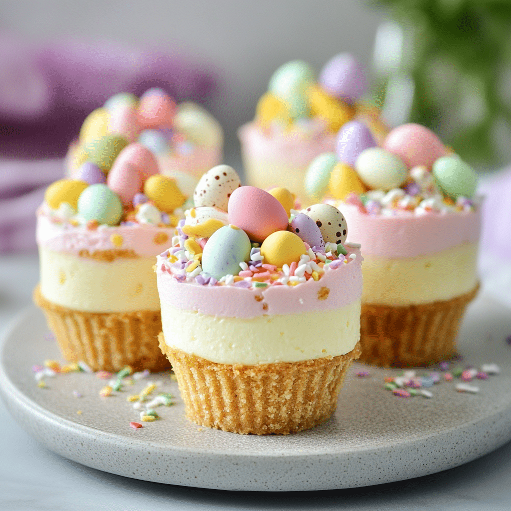 Easter No-Bake Mini Cheesecakes