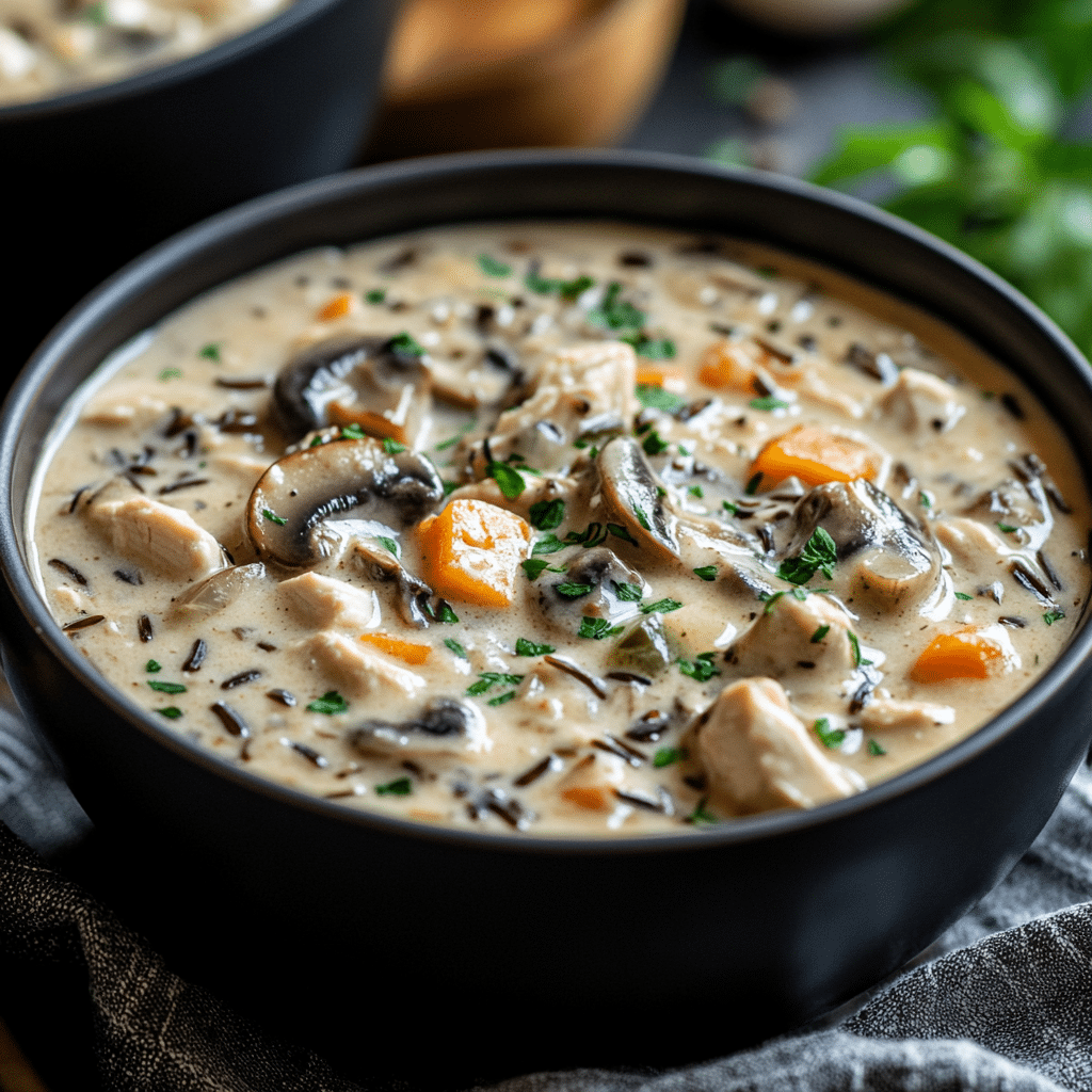 Creamy Mushroom Chicken and Wild Rice Soup