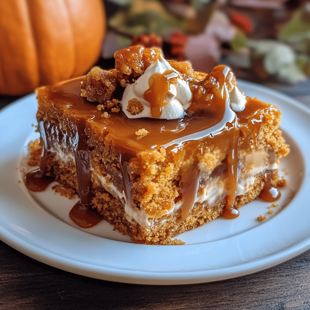 Easy Caramel Pumpkin Poke Cake Recipe