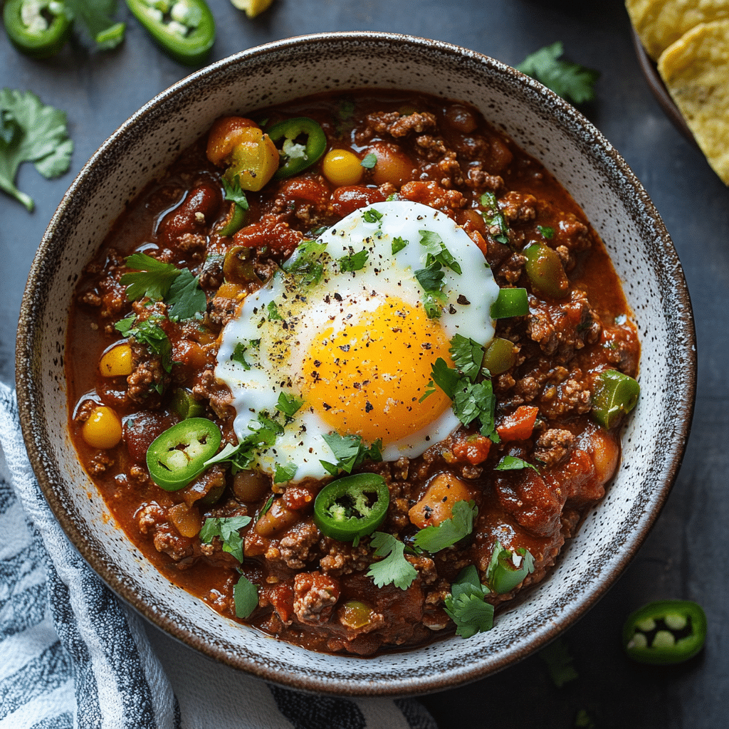 Breakfast Chili and Eggs