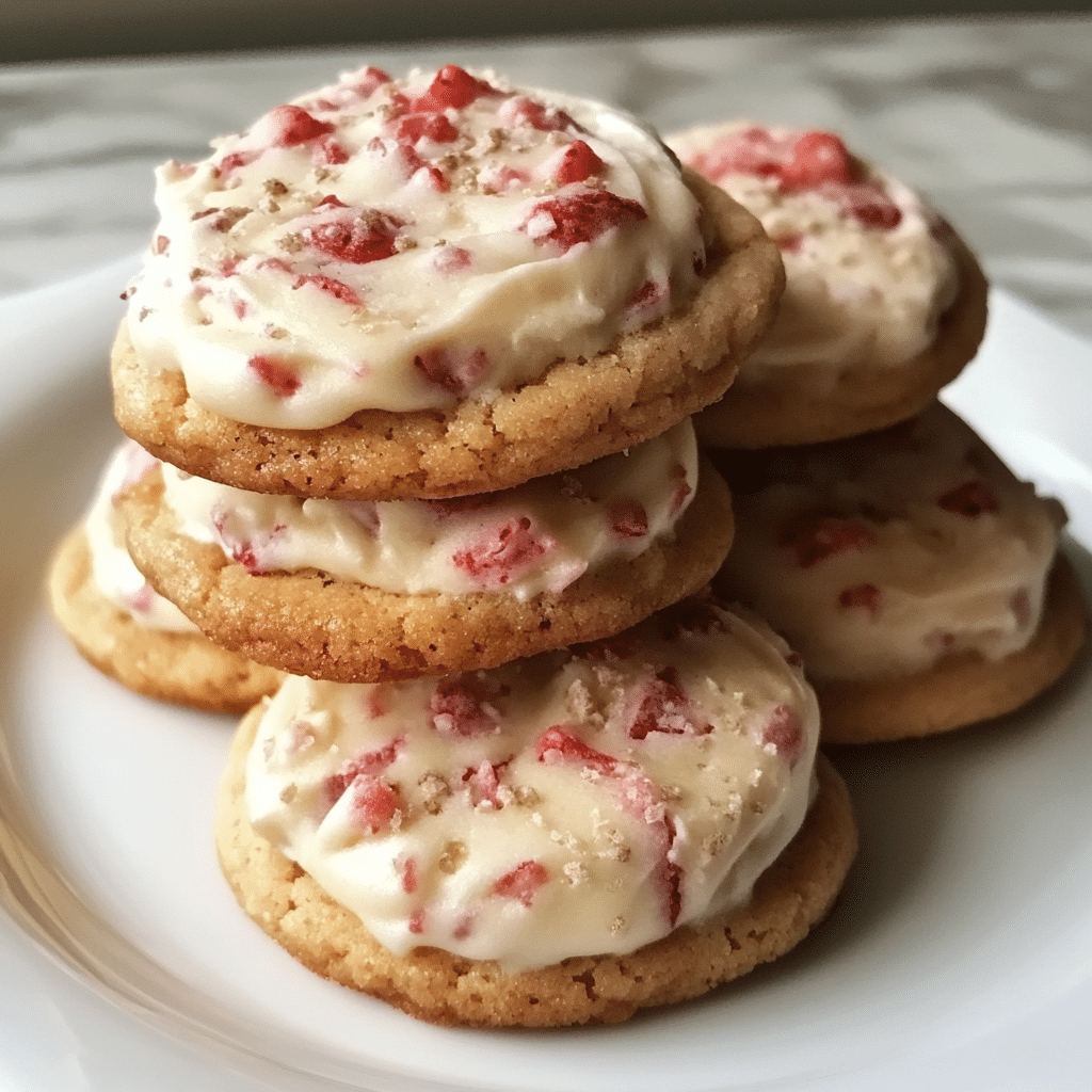 Soft Strawberry Cheesecake Cookies