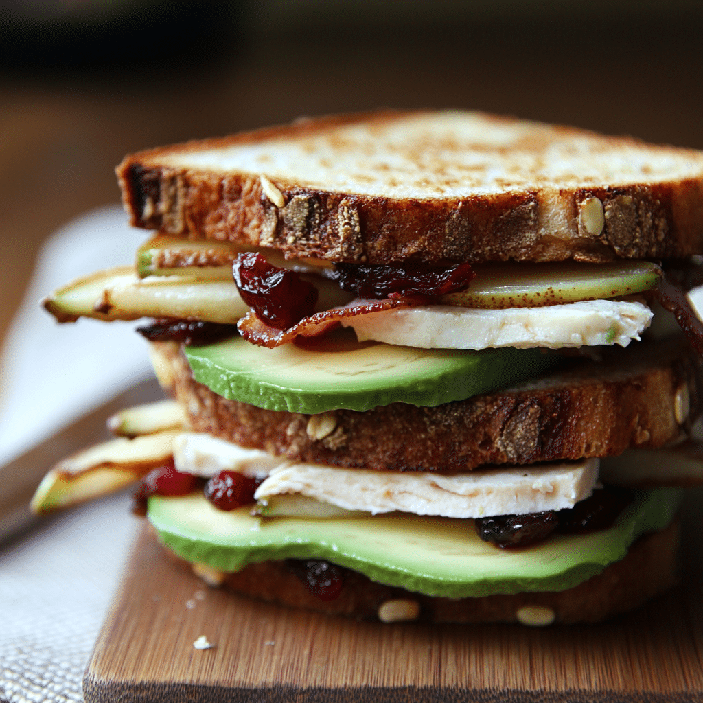Turkey, Cranberry, Brie and Pear Sandwiches with Avocado and Bacon