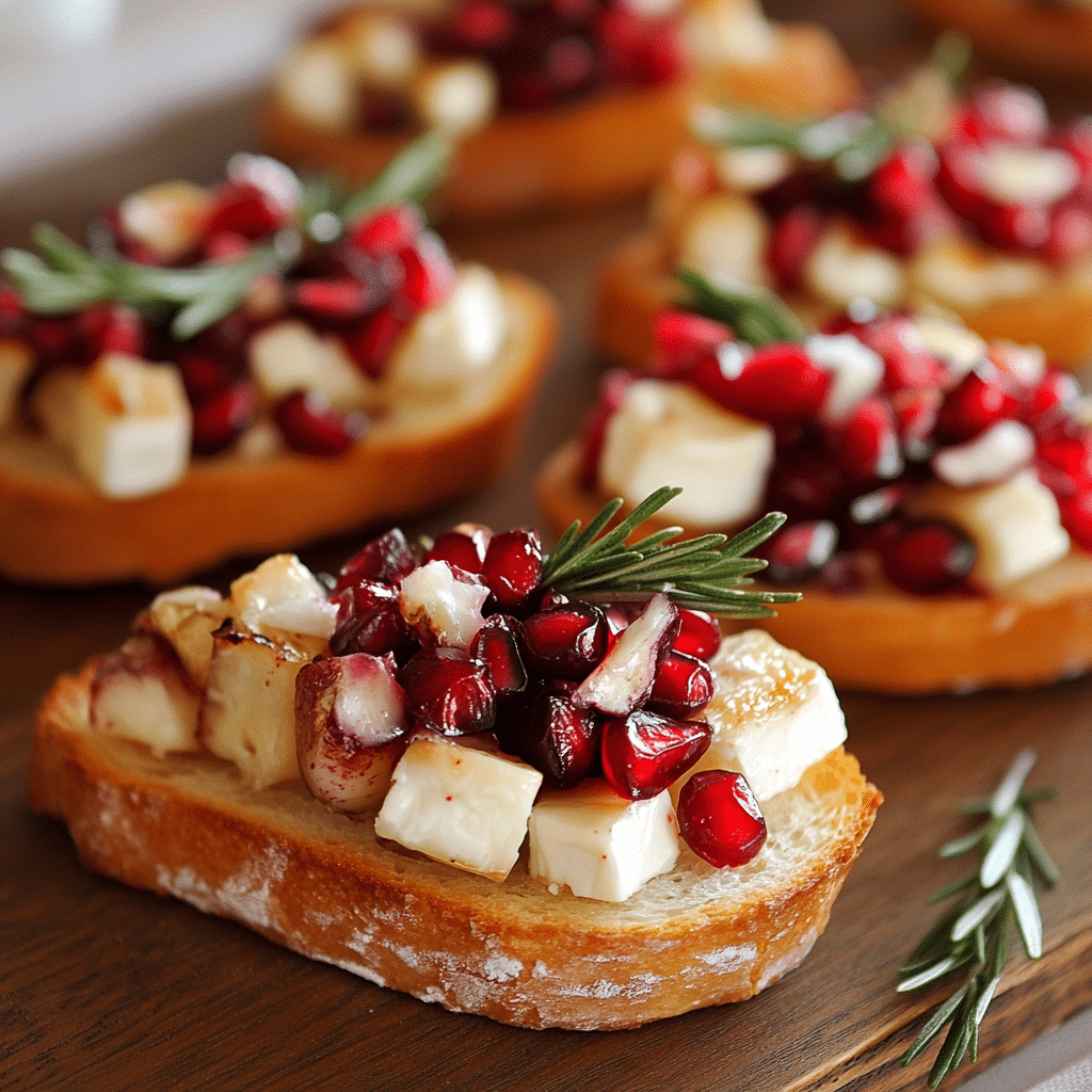 Pomegranate, Cranberry & Brie Bruschetta