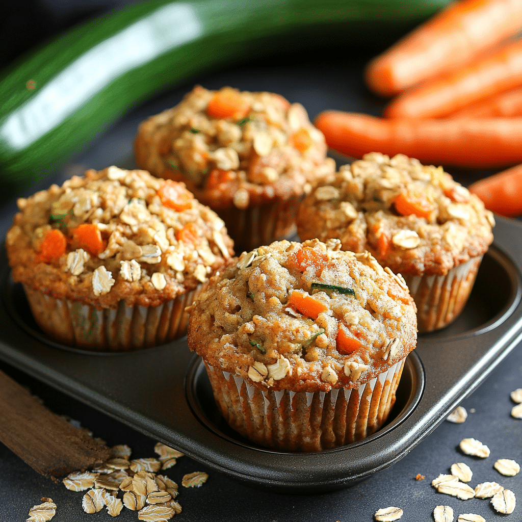 Zucchini Carrot Oatmeal Muffins