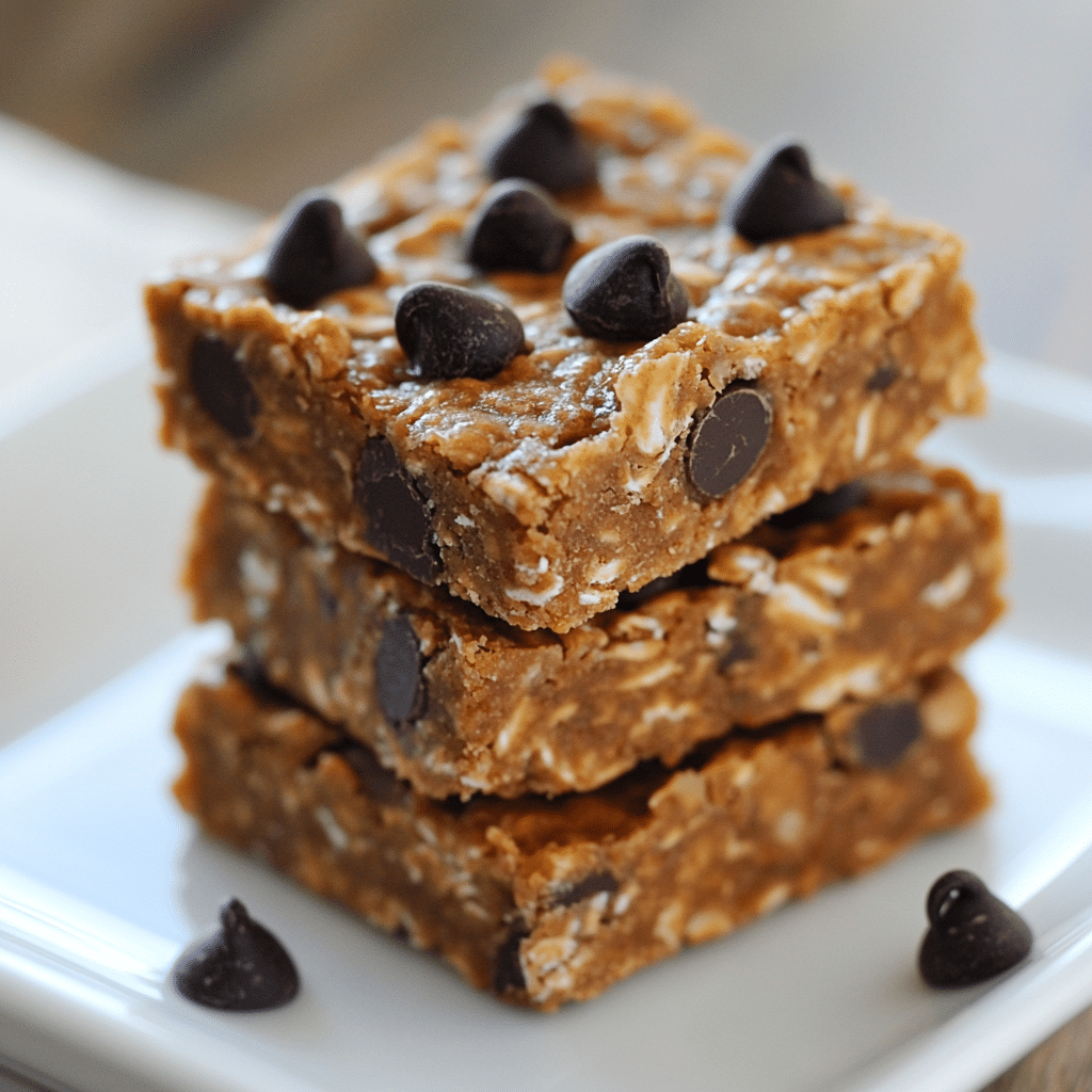 Healthier Oatmeal Peanut Butter Chocolate Chip Breakfast Bars