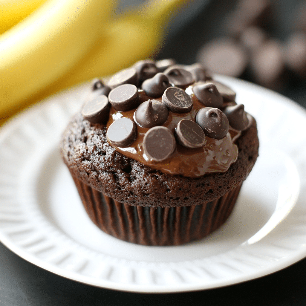 Healthy Double Chocolate Banana Muffins