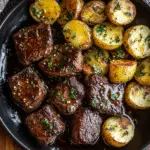 Butter Steak Bites with Garlic Herb Potatoes