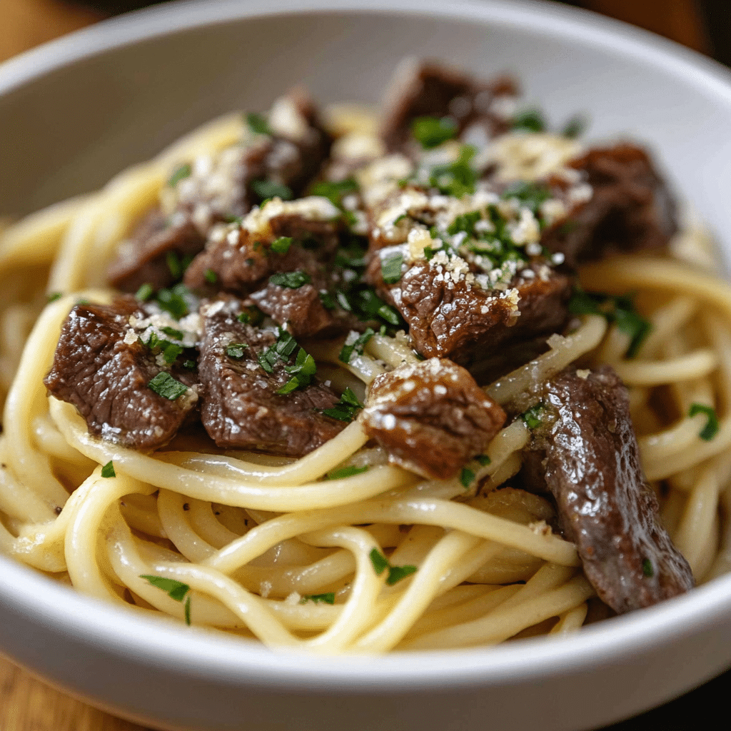 Garlic Butter Steak Lightning Noodles