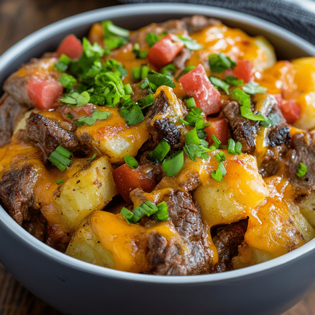 Crockpot Loaded Steak and Potato Bake