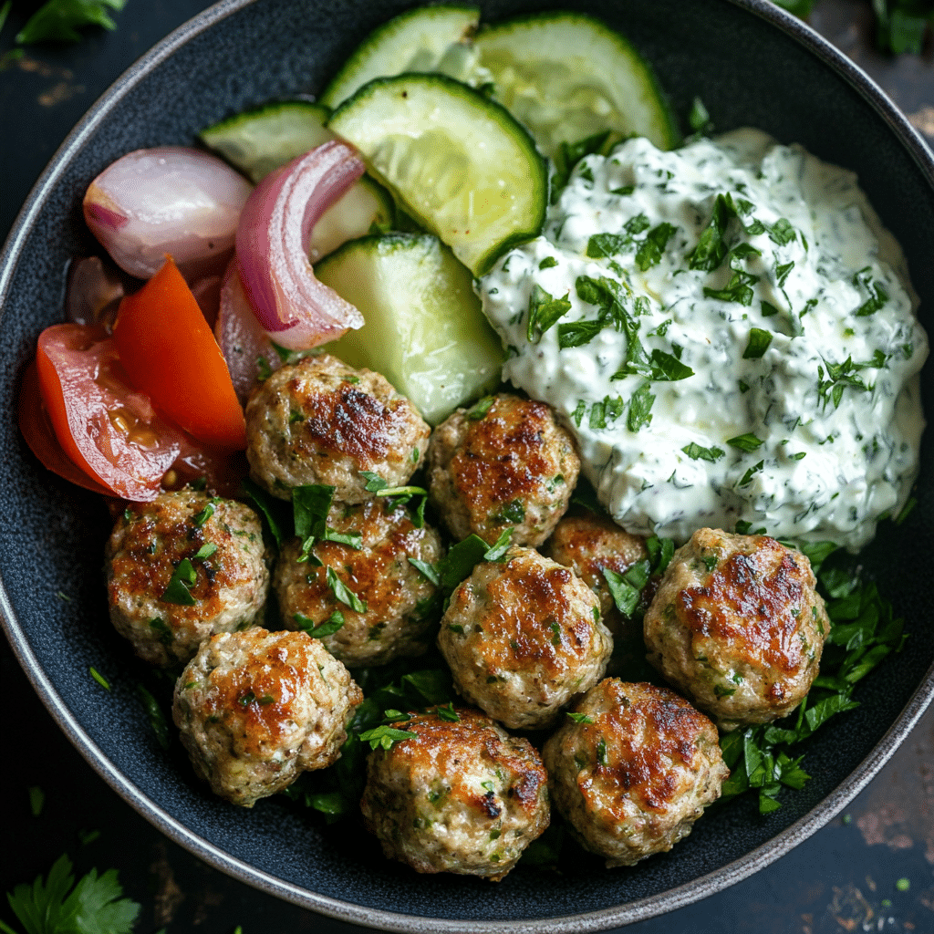 Greek Turkey Meatballs with Tzatziki