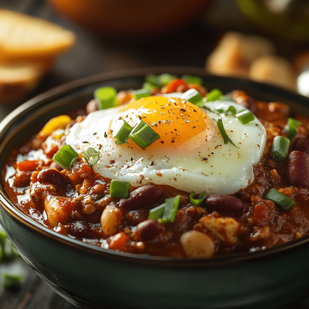 Breakfast Chili and Eggs