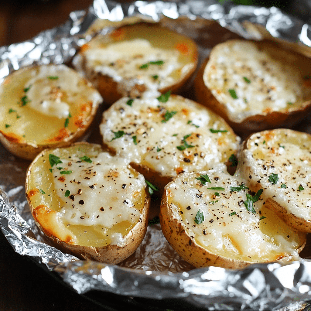 Baked Potatoes in Foil Packets with Parmesan Ranch Sauce