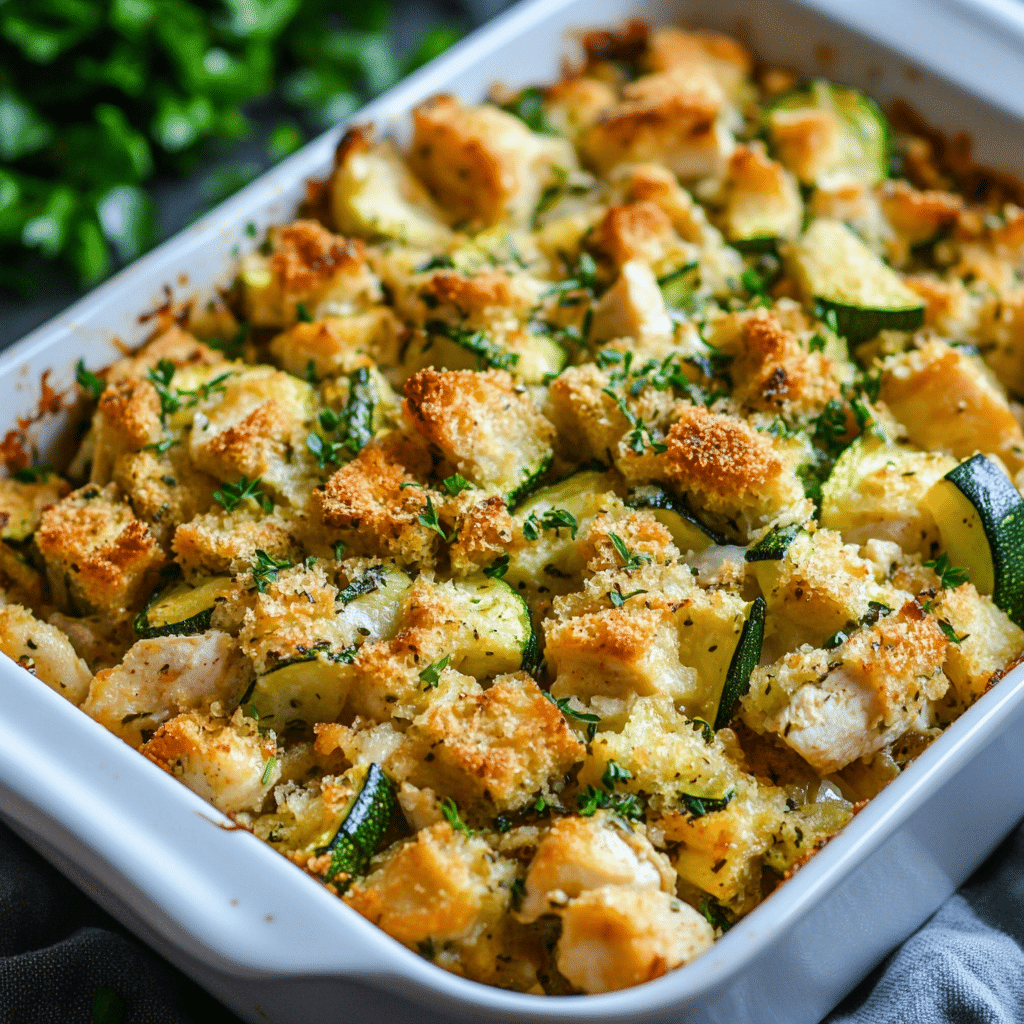 Chicken & Zucchini Casserole With Stuffing