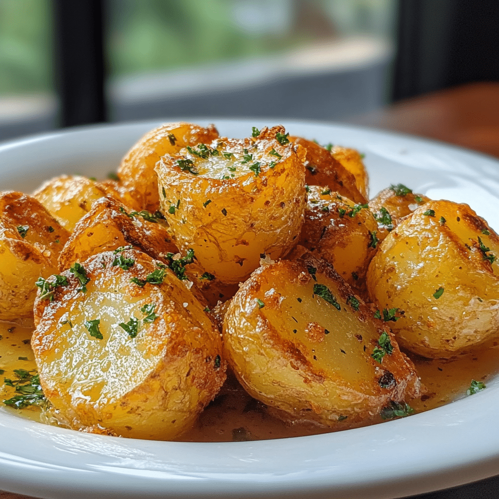 Air Fryer Crispy Garlic Roast Potatoes