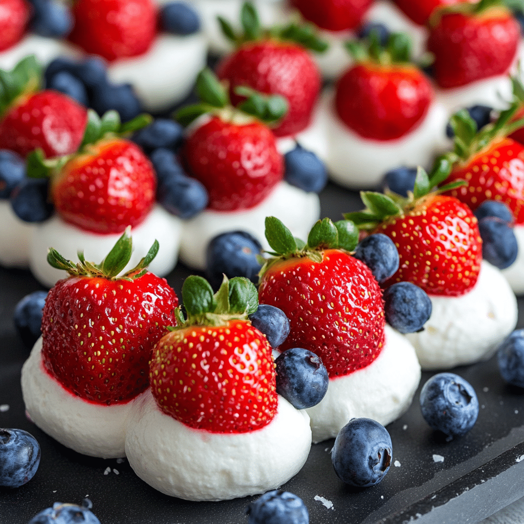 Red, White, and Blue Cheesecake Strawberries