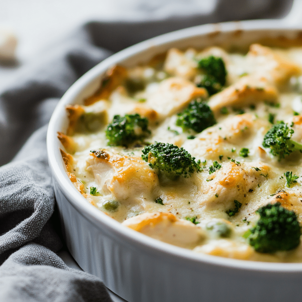 Keto Chicken Alfredo with Broccoli Bake