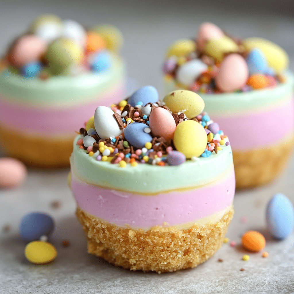 Easter No-Bake Mini Cheesecakes