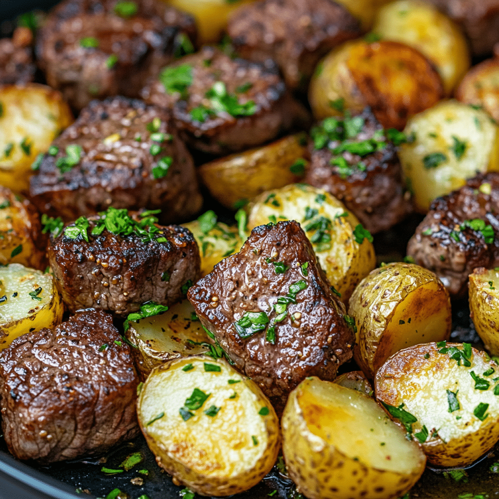 Butter Steak Bites with Garlic Herb Potatoes