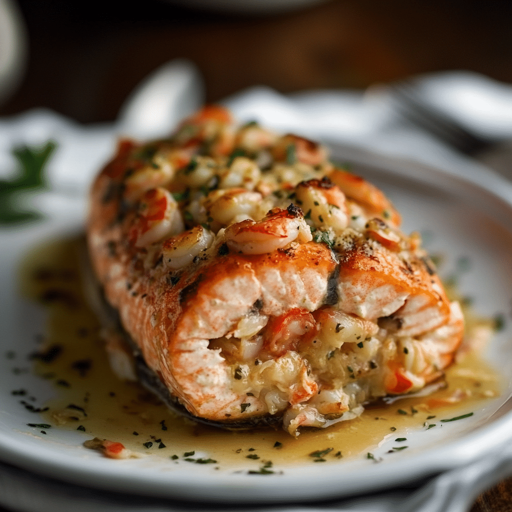 Crab and Shrimp Stuffed Salmon