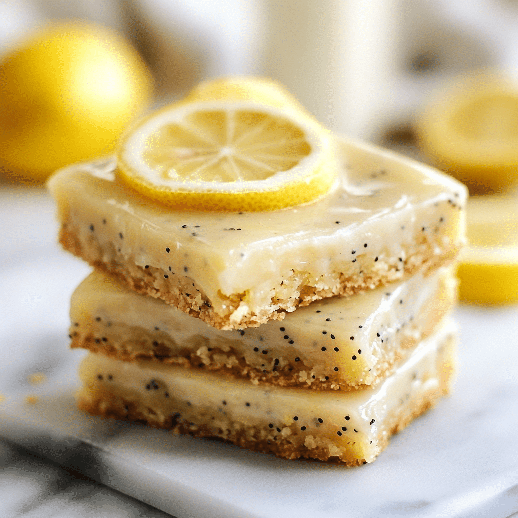 Glazed Lemon Poppy Seed Bars Recipe