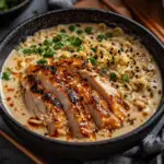 Fiery Chicken Ramen with Creamy Garlic Sauce