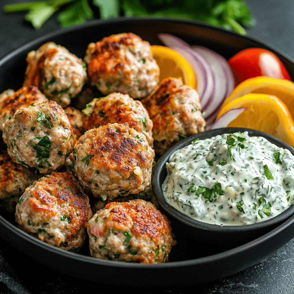 Greek Turkey Meatballs with Tzatziki