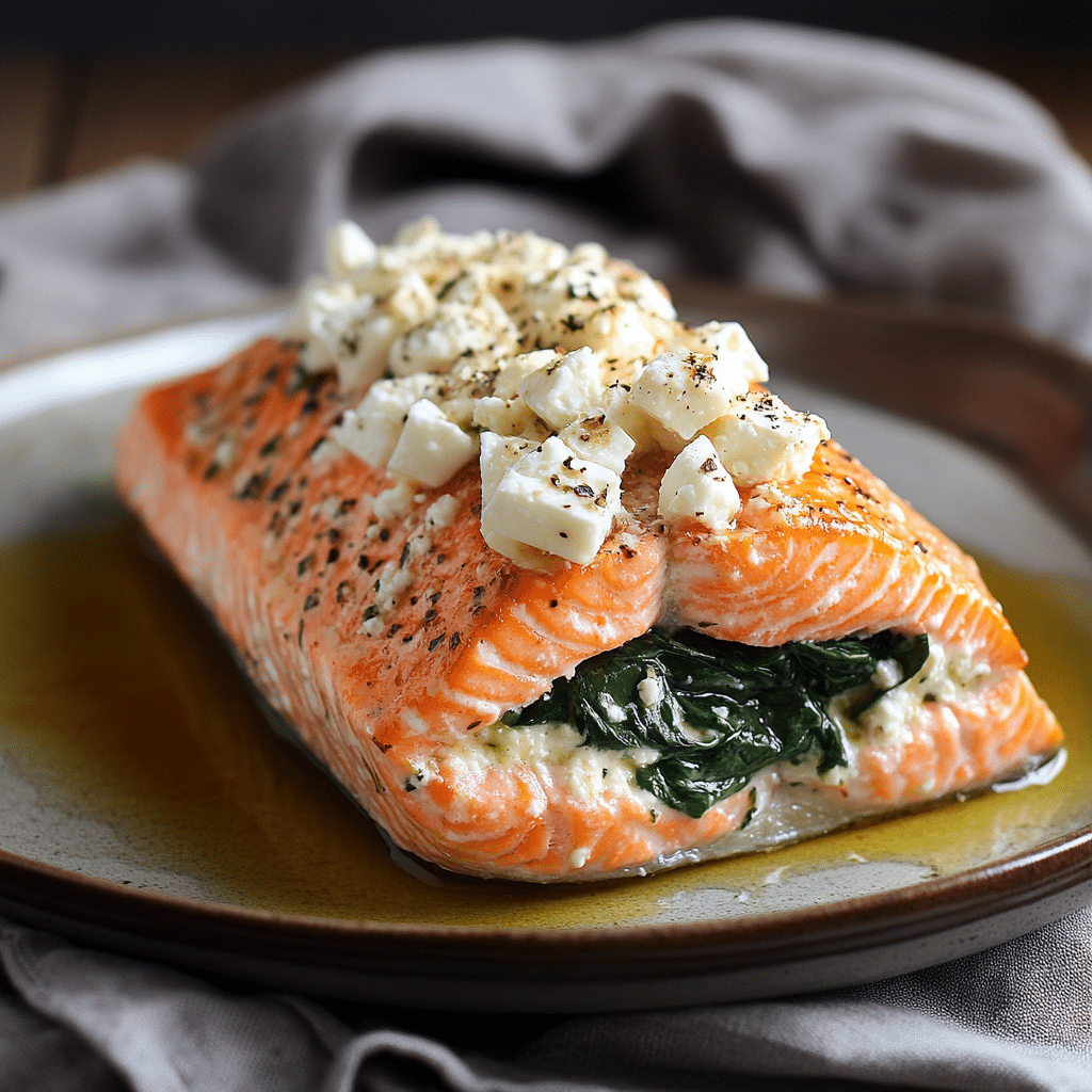Stuffed Salmon With Spinach & Feta