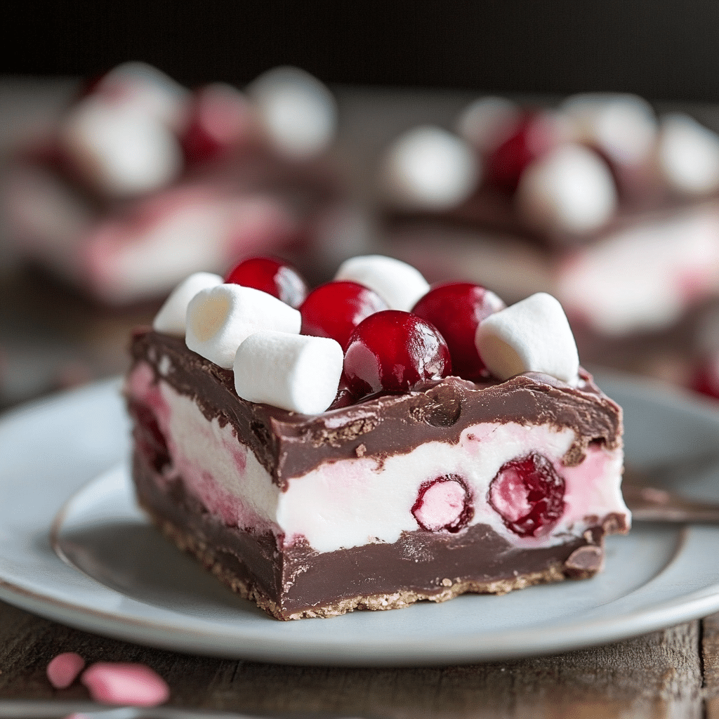 Cherry Marshmallow Fudge Bars
