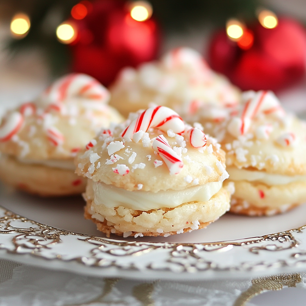 White Chocolate Candy Cane Macaroons