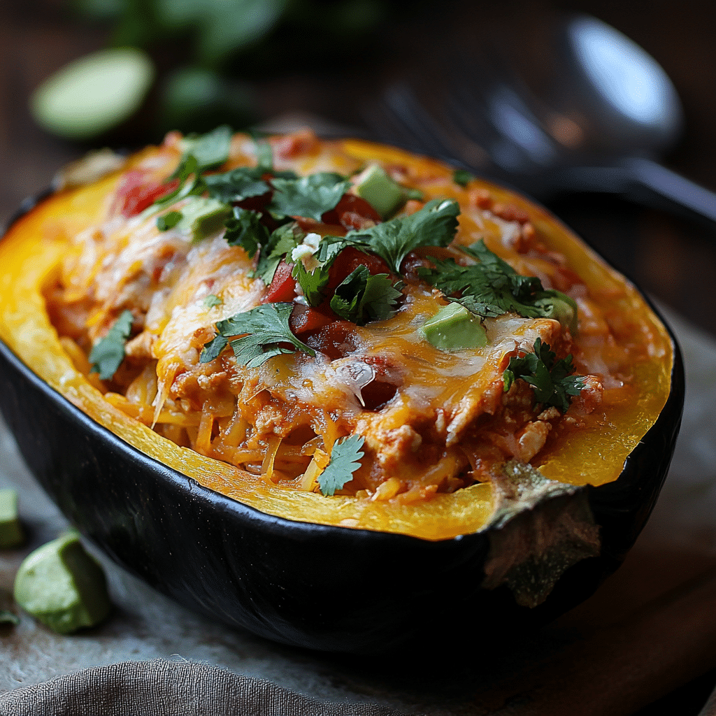 Chicken Enchilada Stuffed Spaghetti Squash