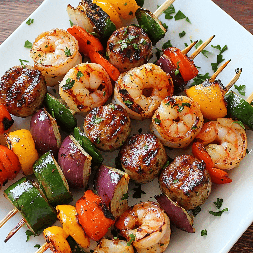 Sausage & Grilled Shrimp Kabobs