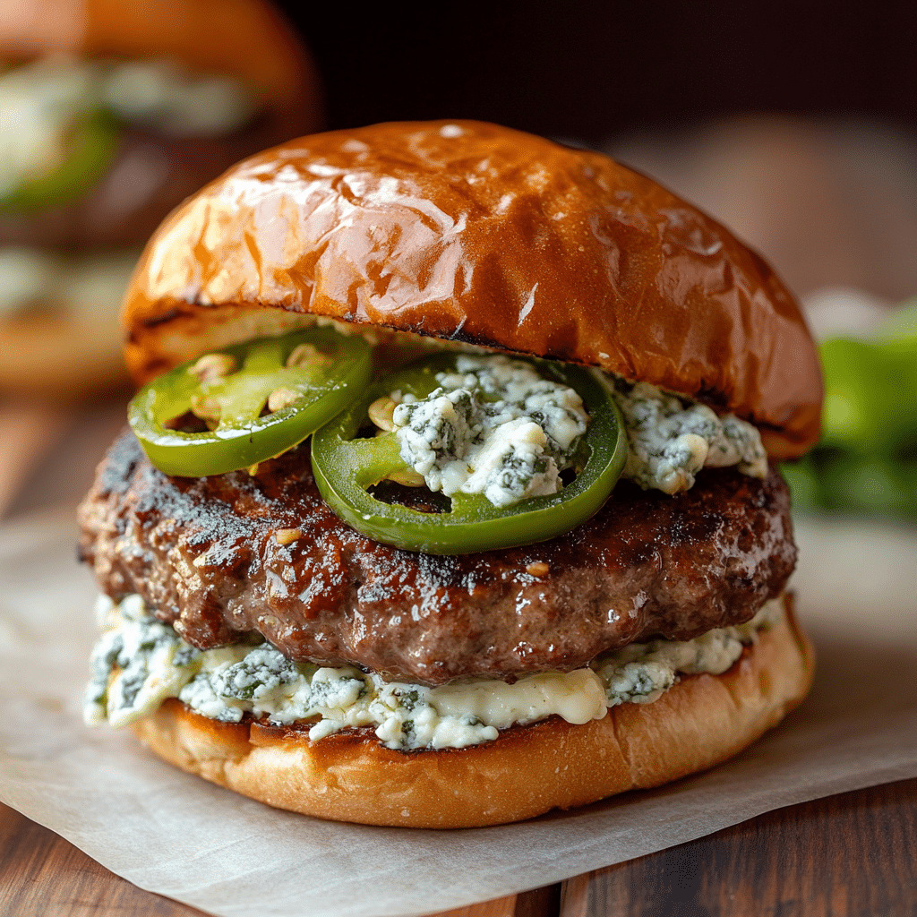 Jalapeño Burgers with Gorgonzola