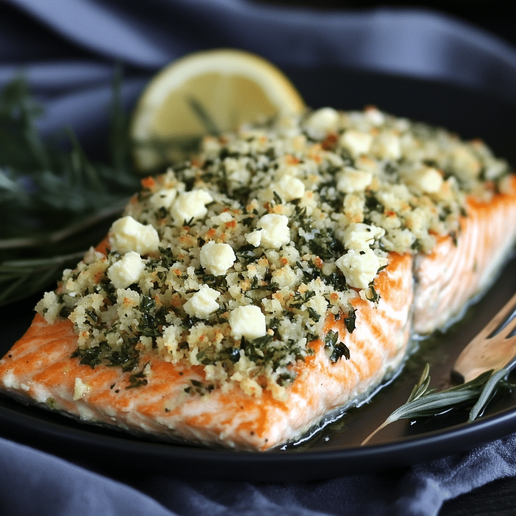 Feta and Herb Crusted Salmon