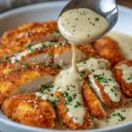 Parmesan Crusted Chicken with Creamy Garlic Sauce