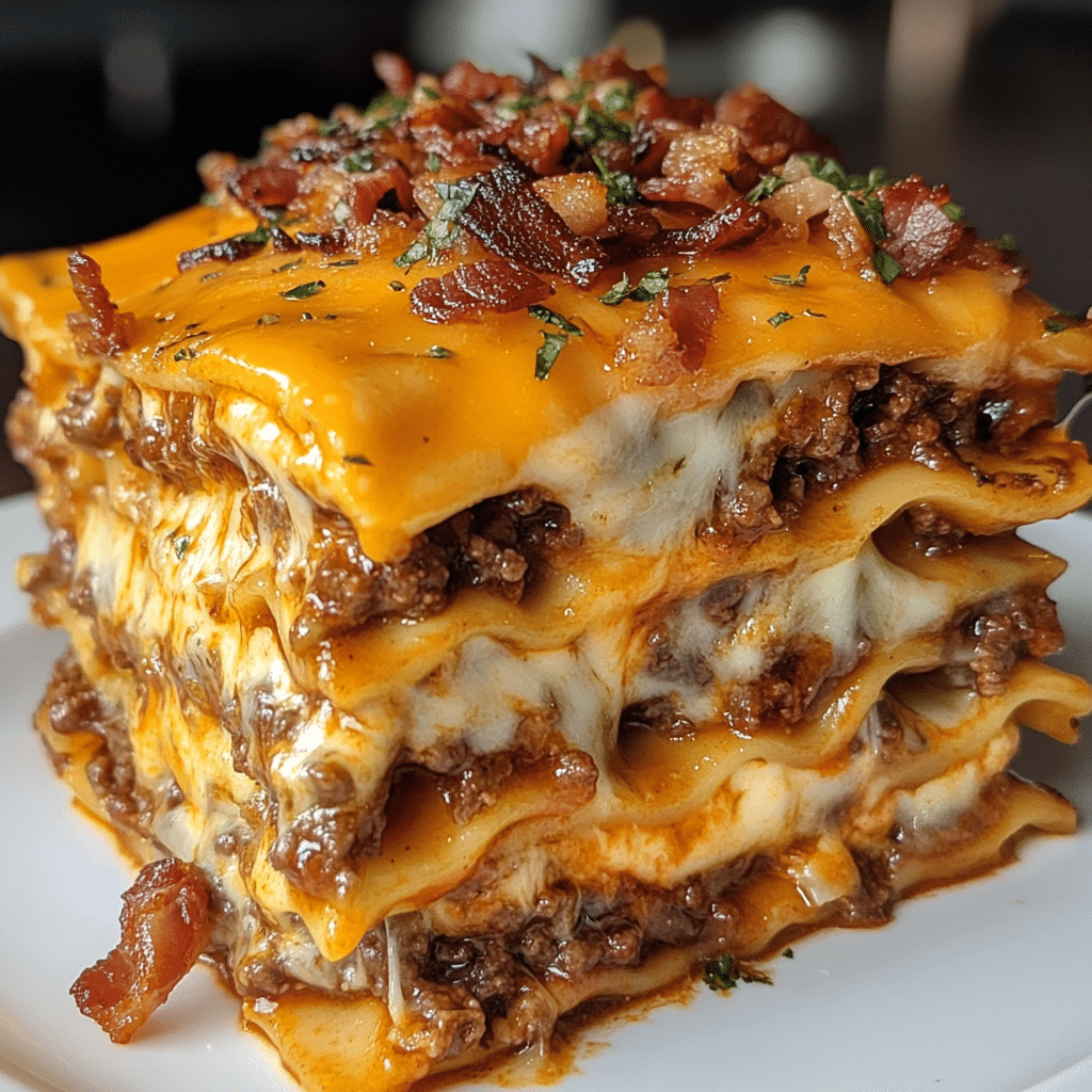 Parmesan Garlic Bacon Cheeseburger Lasagna