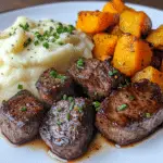 Garlic Butter Steak Bites and Cheesy Smashed Potatoes