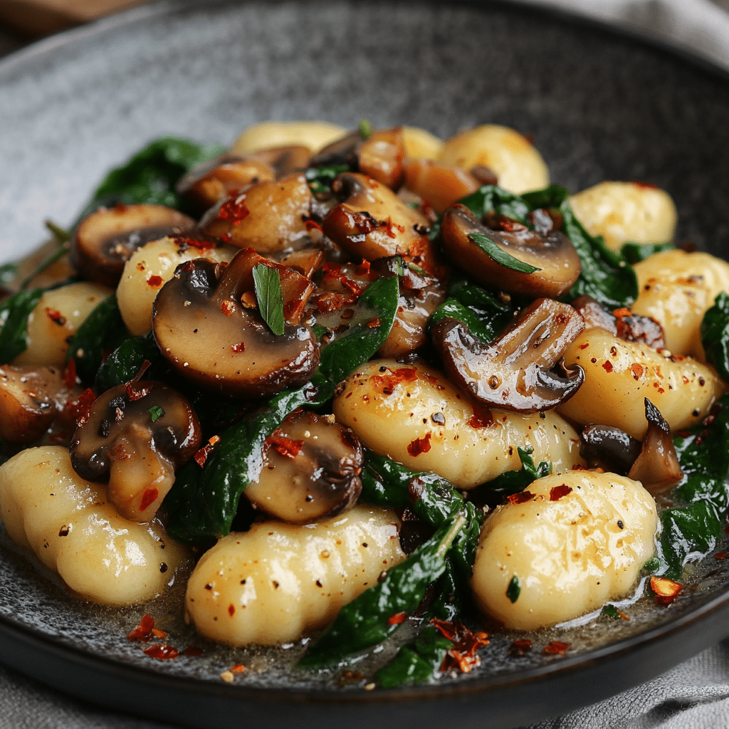 Creamy Spinach and Mushroom Gnocchi