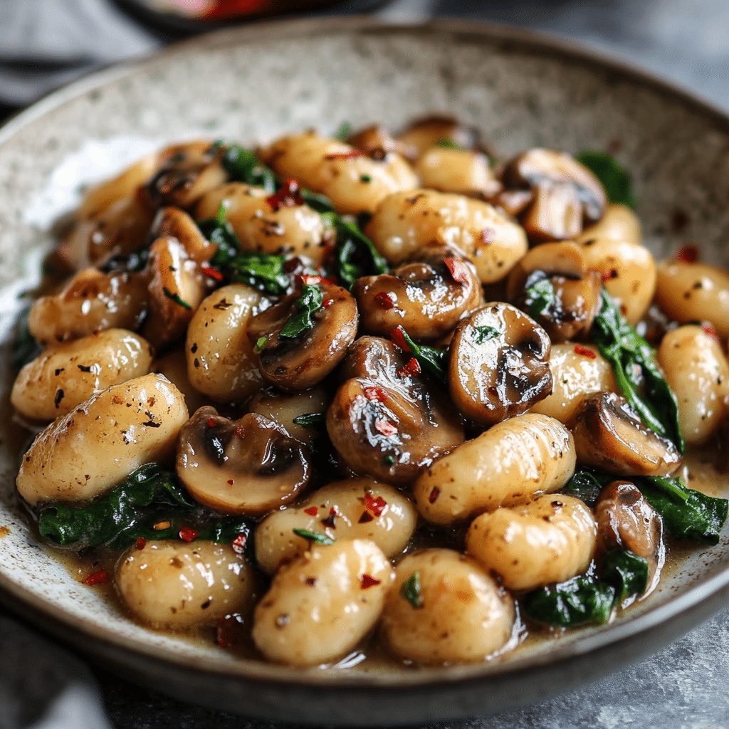 Creamy Spinach and Mushroom Gnocchi