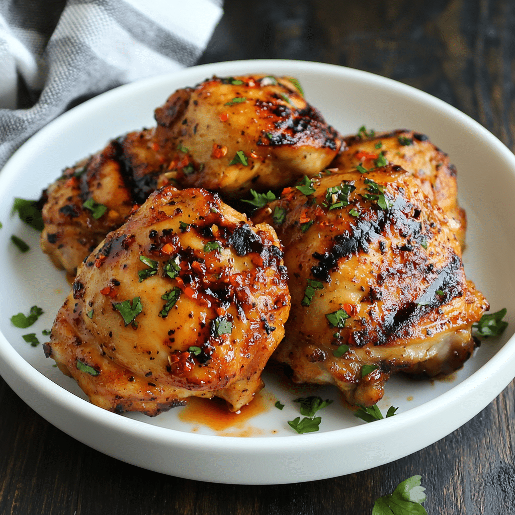 Grilled Spicy Chili Garlic Chicken Thighs